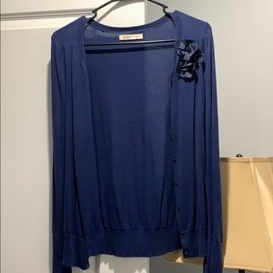Old Navy, navy blue cardigan with accent flowers